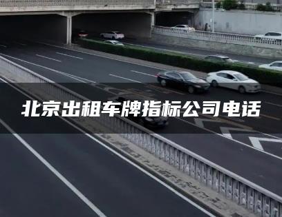 北京出租车牌指标公司电话