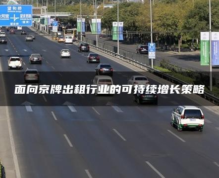 面向京牌出租行业的可持续增长策略