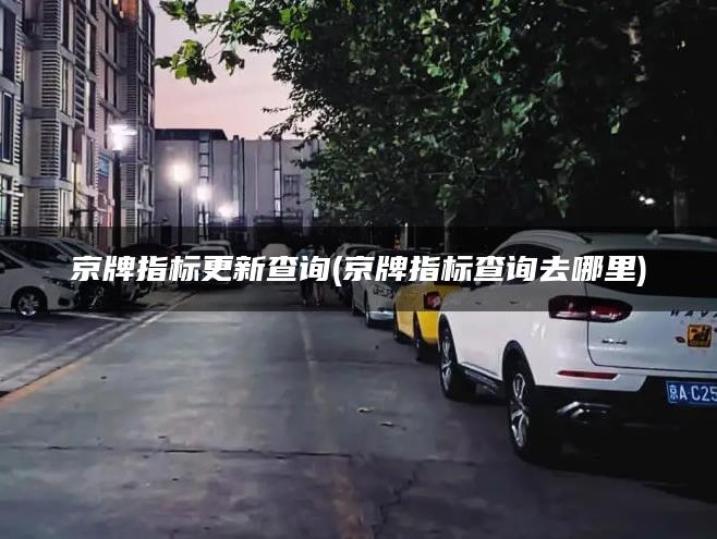 京牌指标更新查询(京牌指标查询去哪里)
