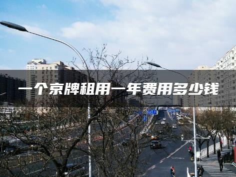 一个京牌租用一年费用多少钱